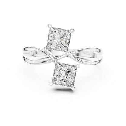 14K White Gold Princess Cut Lab-Grown Diamond Stud Ring for Women | Engagement | Pure Carat