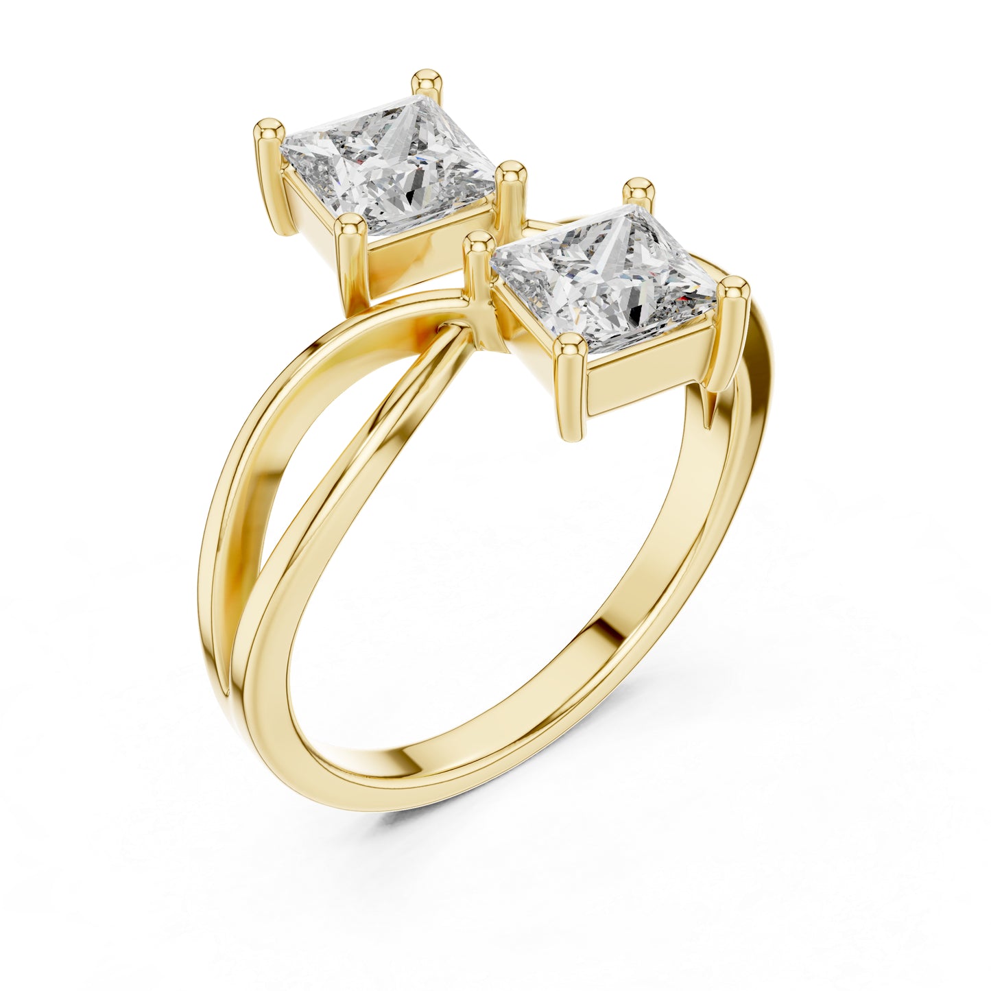 14K White Gold Princess Cut Lab-Grown Diamond Stud Ring for Women | Engagement | Pure Carat