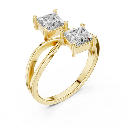 14K White Gold Princess Cut Lab-Grown Diamond Stud Ring for Women | Engagement | Pure Carat