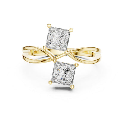 14K White Gold Princess Cut Lab-Grown Diamond Stud Ring for Women | Engagement | Pure Carat