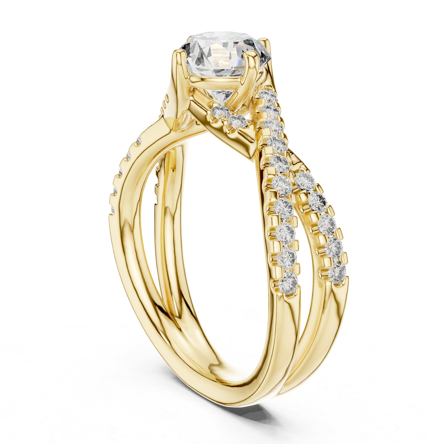 14K Yellow Gold Round Lab-Grown Diamond Drop Ring for Women | Everyday Wear | Pure Carat