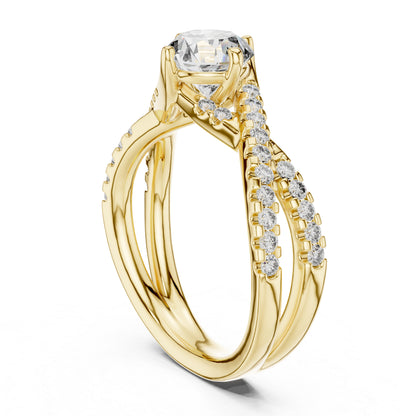 14K Yellow Gold Round Lab-Grown Diamond Drop Ring for Women | Everyday Wear | Pure Carat