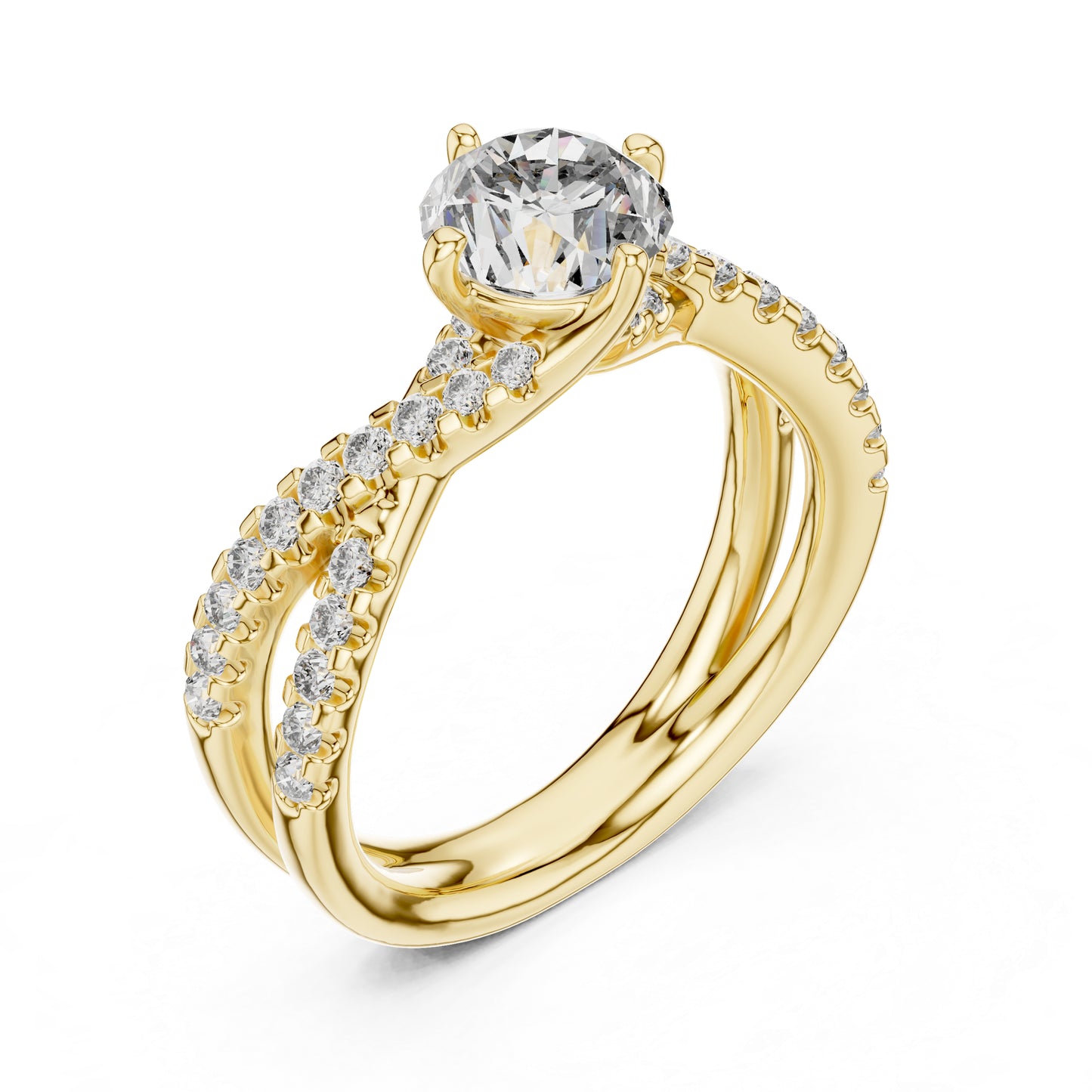 14K Yellow Gold Round Lab-Grown Diamond Drop Ring for Women | Everyday Wear | Pure Carat