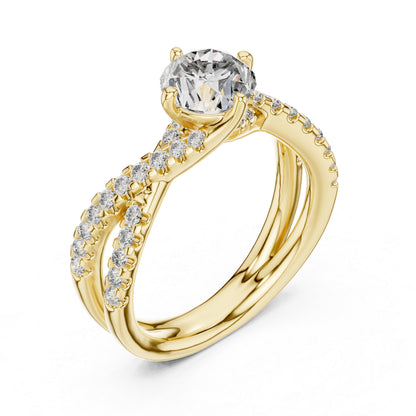 14K Yellow Gold Round Lab-Grown Diamond Drop Ring for Women | Everyday Wear | Pure Carat