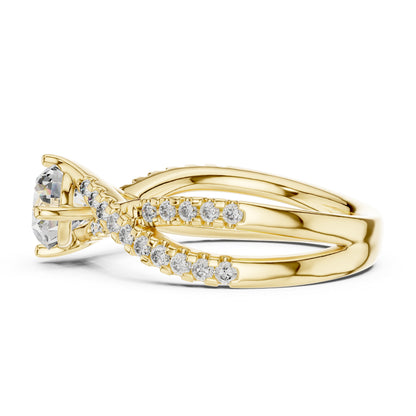 14K Yellow Gold Round Lab-Grown Diamond Drop Ring for Women | Everyday Wear | Pure Carat