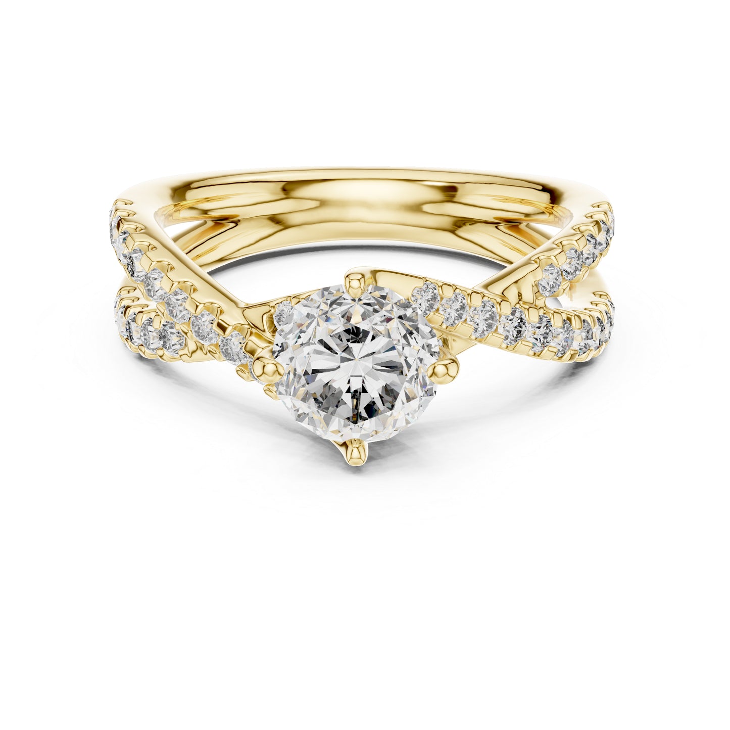 14K Yellow Gold Round Lab-Grown Diamond Drop Ring for Women | Everyday Wear | Pure Carat