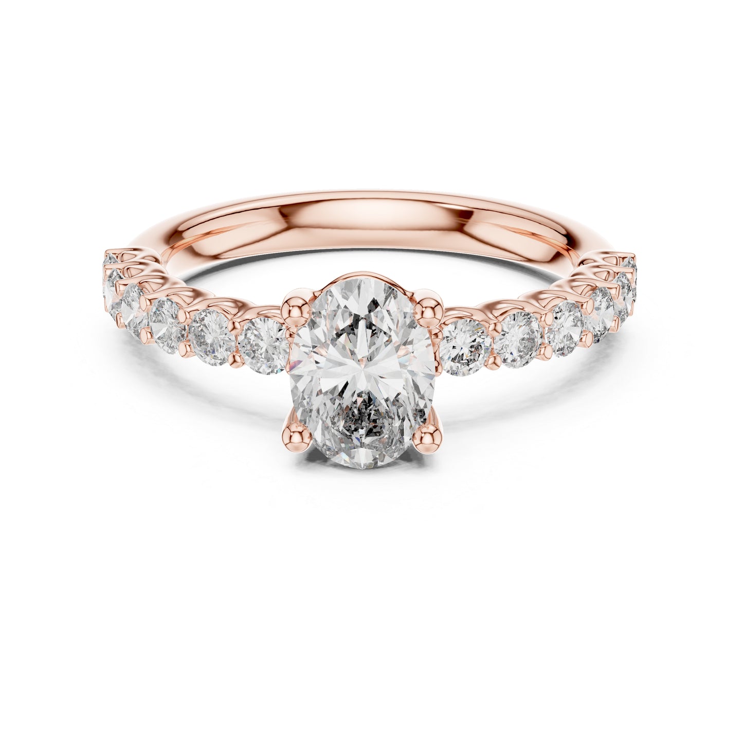 18K White Gold Oval & Round Lab-Grown Diamond Ring for Women | Office Wear | Pure Carat