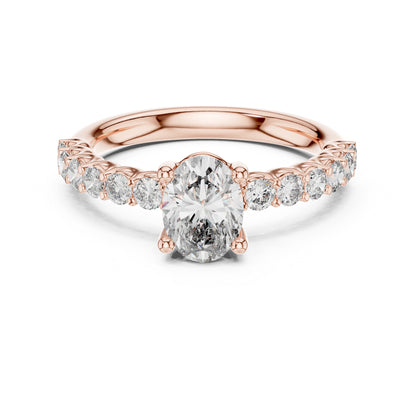 18K White Gold Oval & Round Lab-Grown Diamond Ring for Women | Office Wear | Pure Carat
