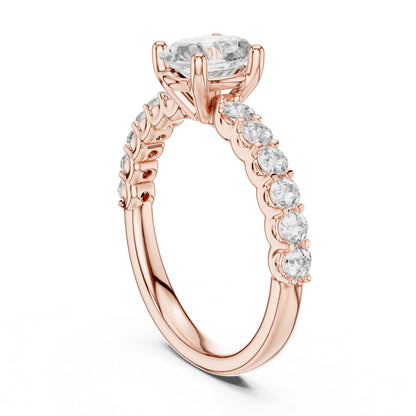 18K White Gold Oval & Round Lab-Grown Diamond Ring for Women | Office Wear | Pure Carat