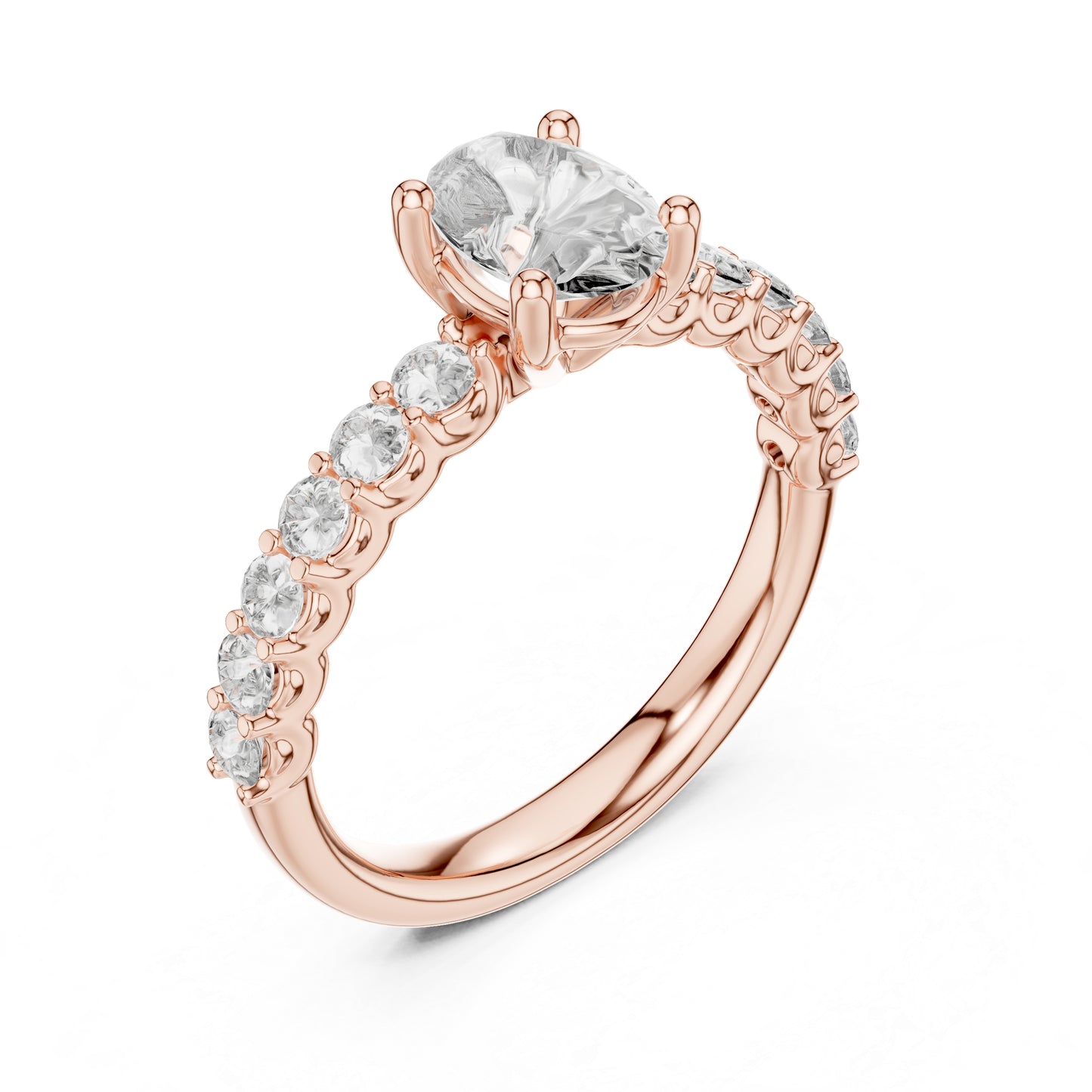 18K White Gold Oval & Round Lab-Grown Diamond Ring for Women | Office Wear | Pure Carat