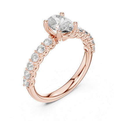 18K White Gold Oval & Round Lab-Grown Diamond Ring for Women | Office Wear | Pure Carat