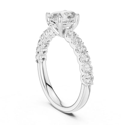 18K White Gold Oval & Round Lab-Grown Diamond Ring for Women | Office Wear | Pure Carat