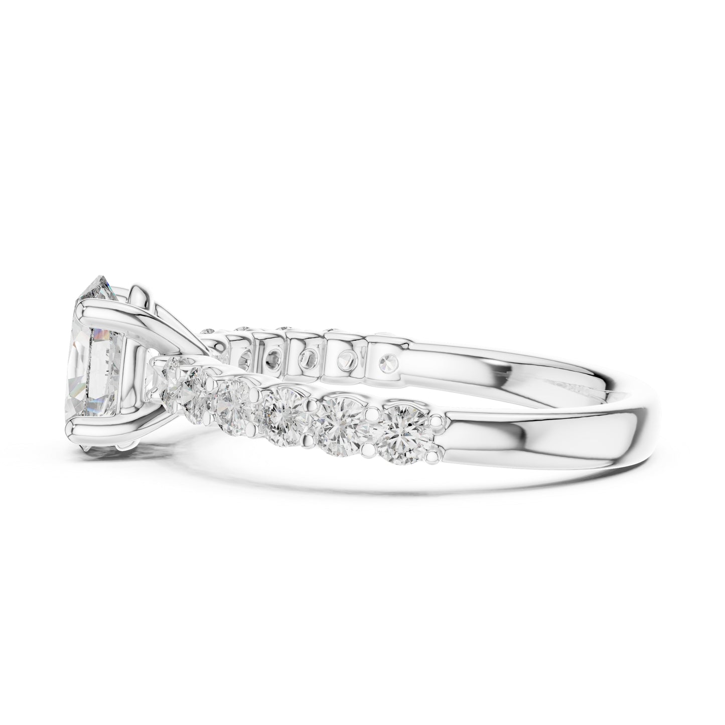 18K White Gold Oval & Round Lab-Grown Diamond Ring for Women | Office Wear | Pure Carat