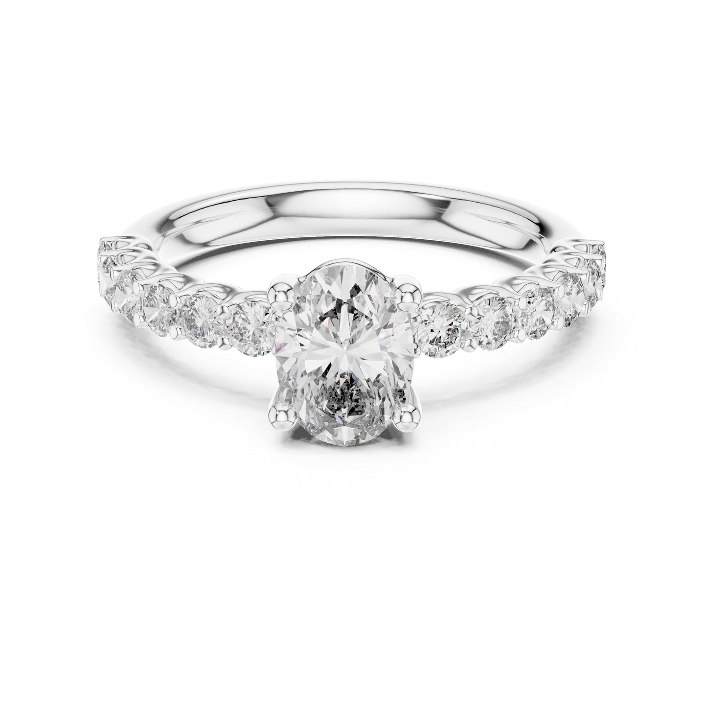 18K White Gold Oval & Round Lab-Grown Diamond Ring for Women | Office Wear | Pure Carat