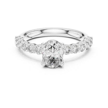 18K White Gold Oval & Round Lab-Grown Diamond Ring for Women | Office Wear | Pure Carat
