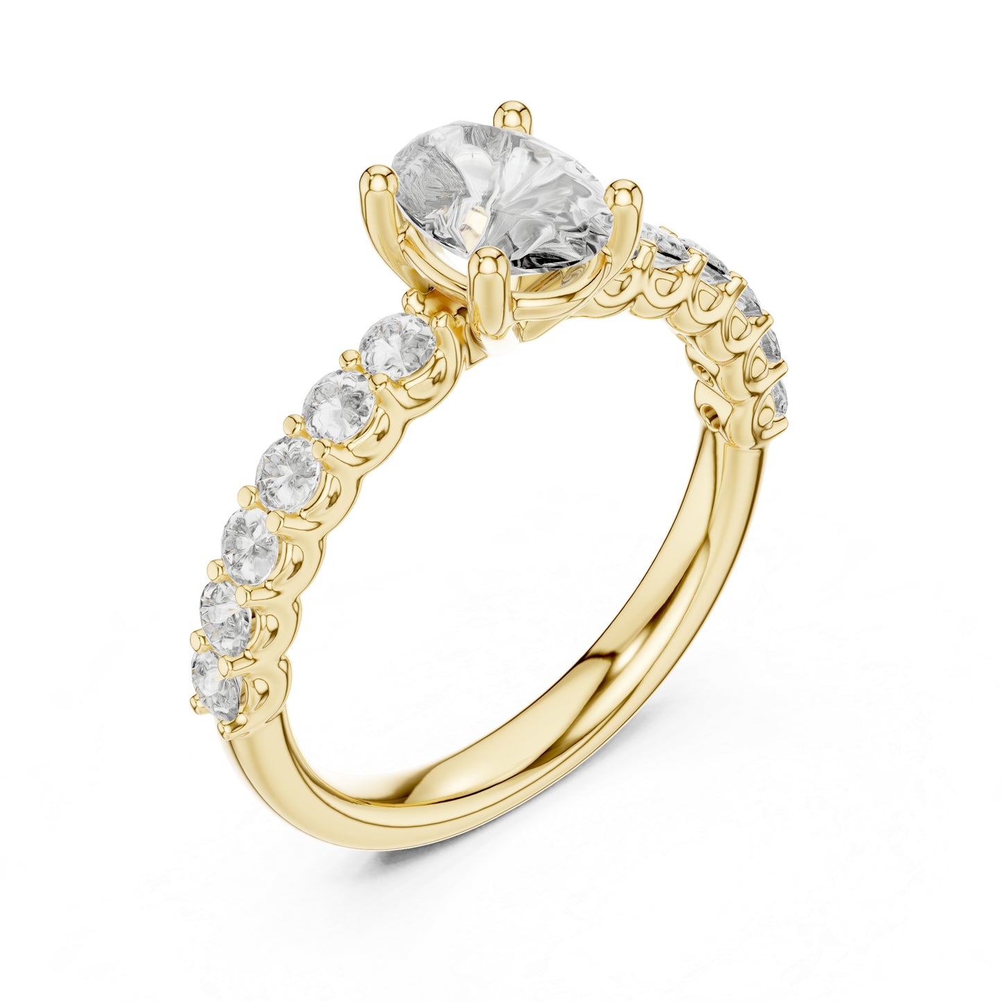18K White Gold Oval & Round Lab-Grown Diamond Ring for Women | Office Wear | Pure Carat