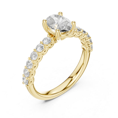 18K White Gold Oval & Round Lab-Grown Diamond Ring for Women | Office Wear | Pure Carat