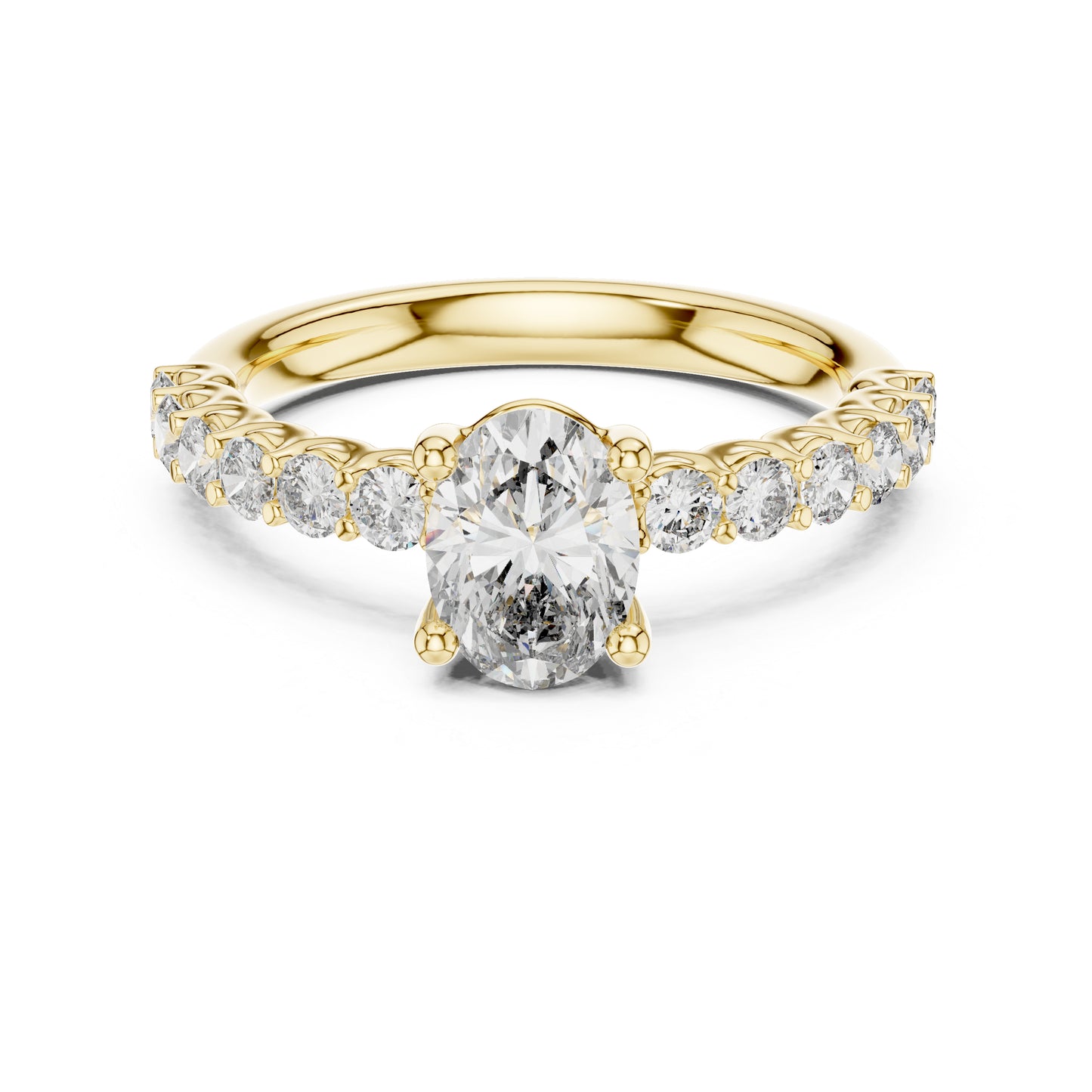 18K White Gold Oval & Round Lab-Grown Diamond Ring for Women | Office Wear | Pure Carat