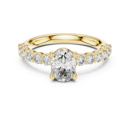 18K White Gold Oval & Round Lab-Grown Diamond Ring for Women | Office Wear | Pure Carat