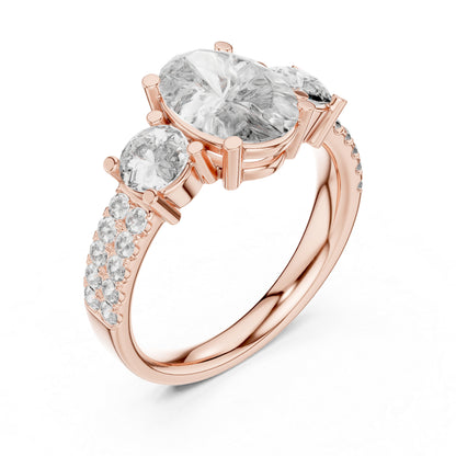 14K Rose Gold Oval & Round Lab-Grown Diamond Engagement Ring for Women | Pure Carat