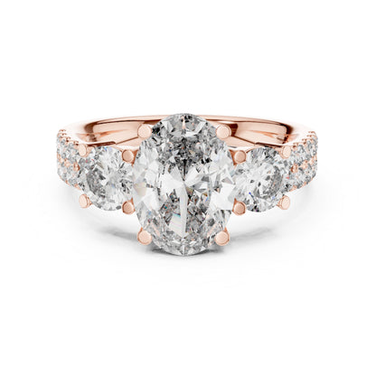 14K Rose Gold Oval & Round Lab-Grown Diamond Engagement Ring for Women | Pure Carat