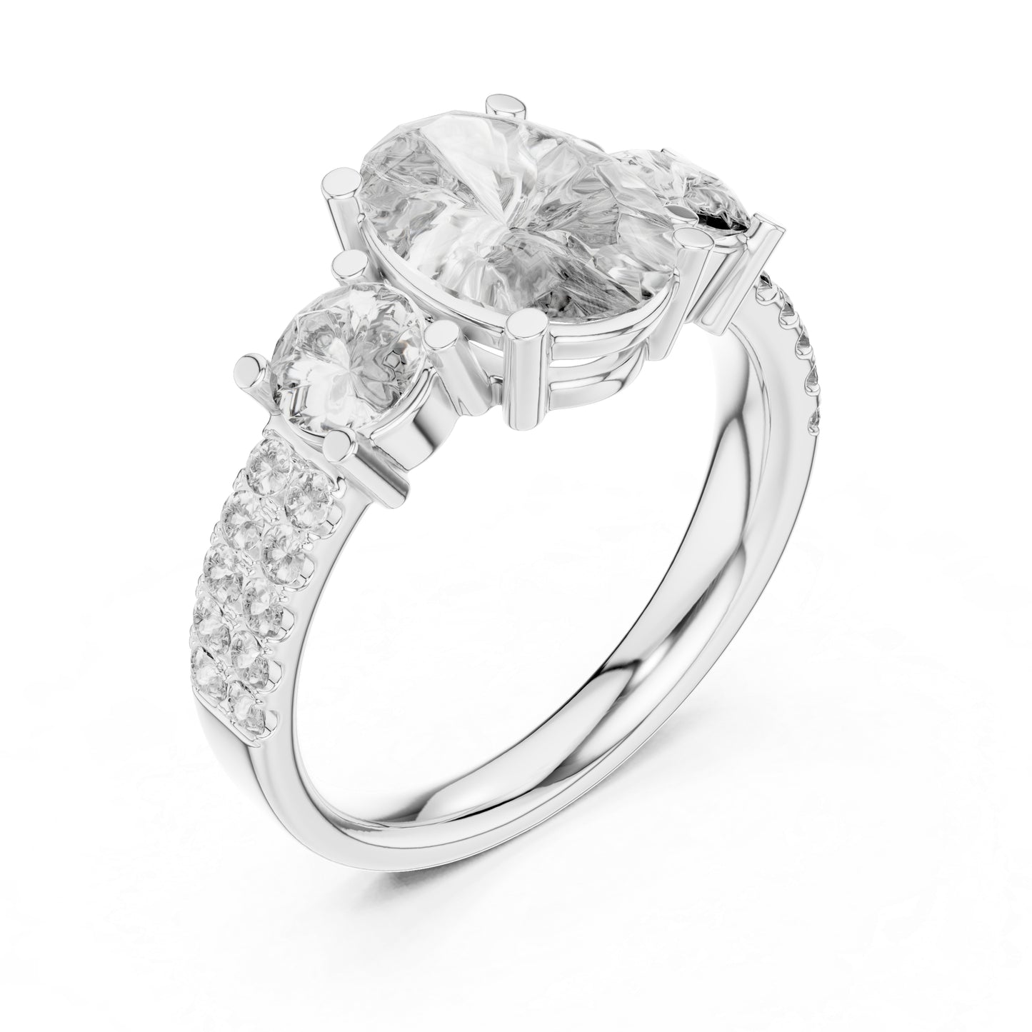 14K Rose Gold Oval & Round Lab-Grown Diamond Engagement Ring for Women | Pure Carat