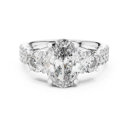 14K Rose Gold Oval & Round Lab-Grown Diamond Engagement Ring for Women | Pure Carat