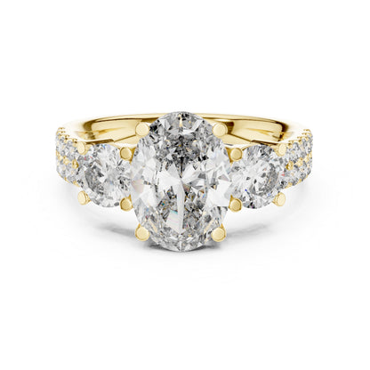 14K Rose Gold Oval & Round Lab-Grown Diamond Engagement Ring for Women | Pure Carat