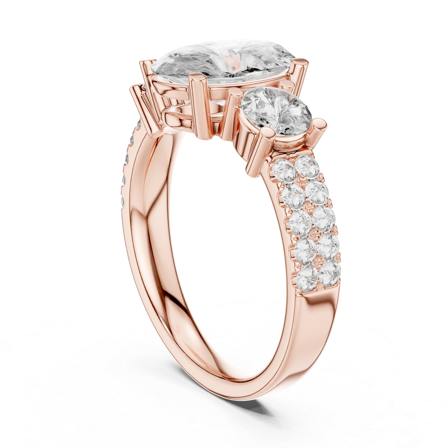 14K Rose Gold Oval & Round Lab-Grown Diamond Engagement Ring for Women | Pure Carat