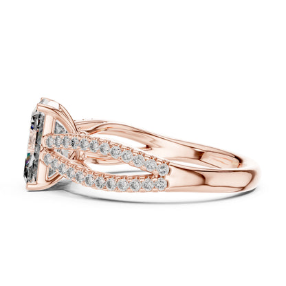 18K Yellow Gold Radiant & Round Lab-Grown Diamond Ring for Women | Pure Carat