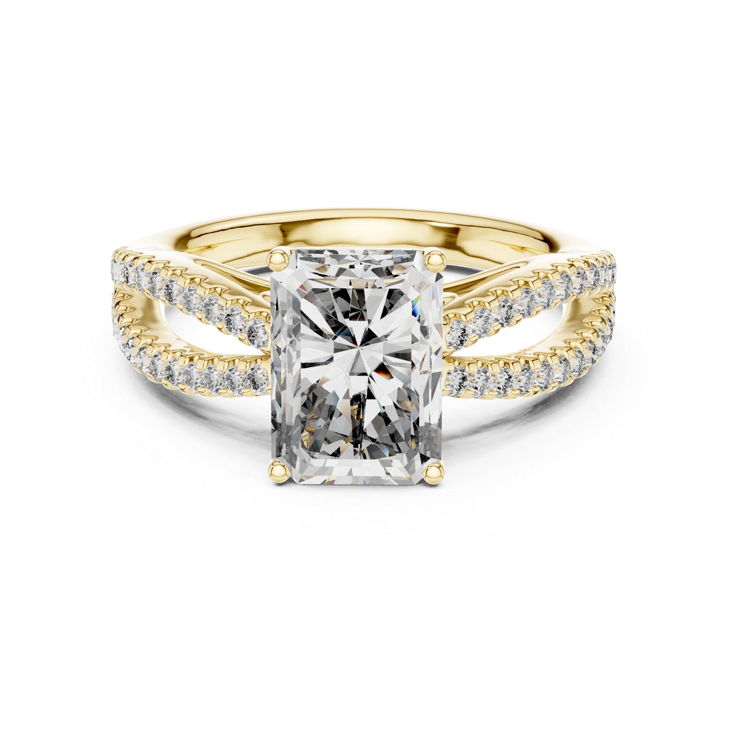 18K Yellow Gold Radiant & Round Lab-Grown Diamond Ring for Women | Pure Carat
