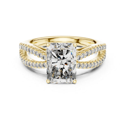 18K Yellow Gold Radiant & Round Lab-Grown Diamond Ring for Women | Pure Carat