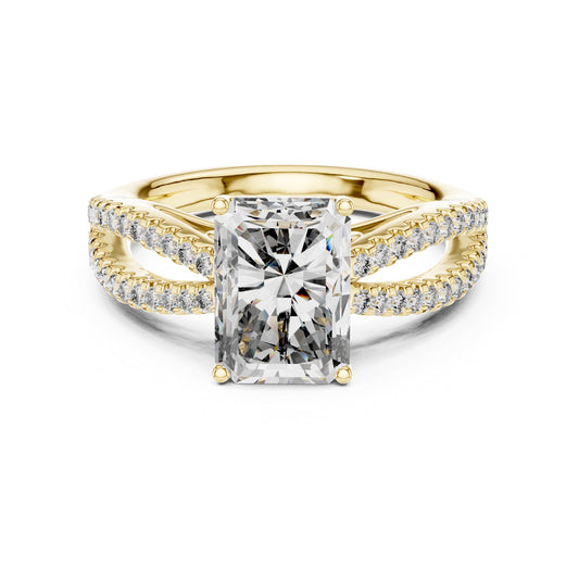 18K Yellow Gold Radiant & Round Lab-Grown Diamond Ring for Women | Pure Carat