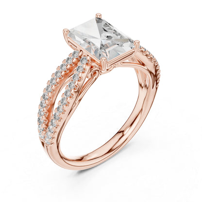 18K Yellow Gold Radiant & Round Lab-Grown Diamond Ring for Women | Pure Carat