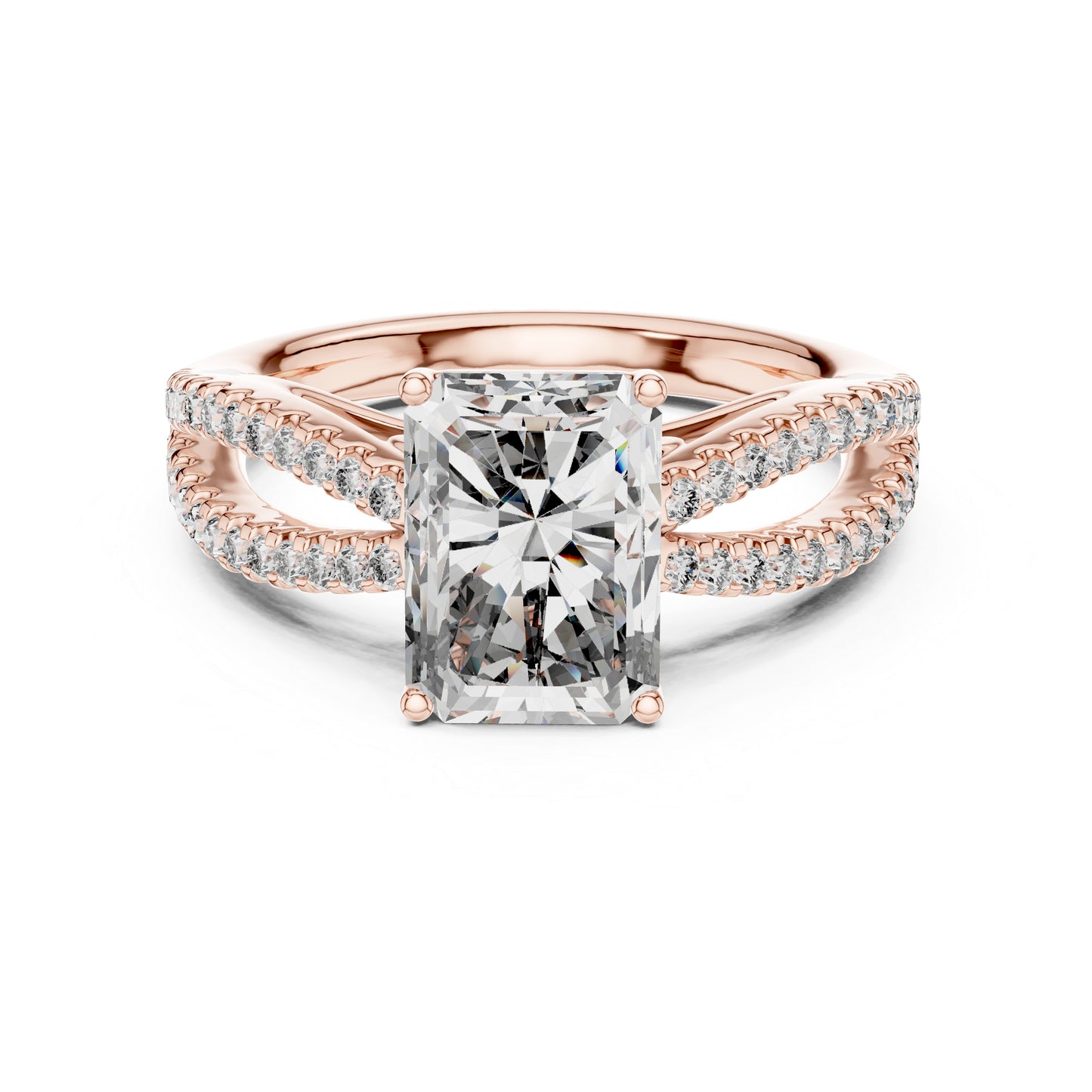 18K Yellow Gold Radiant & Round Lab-Grown Diamond Ring for Women | Pure Carat