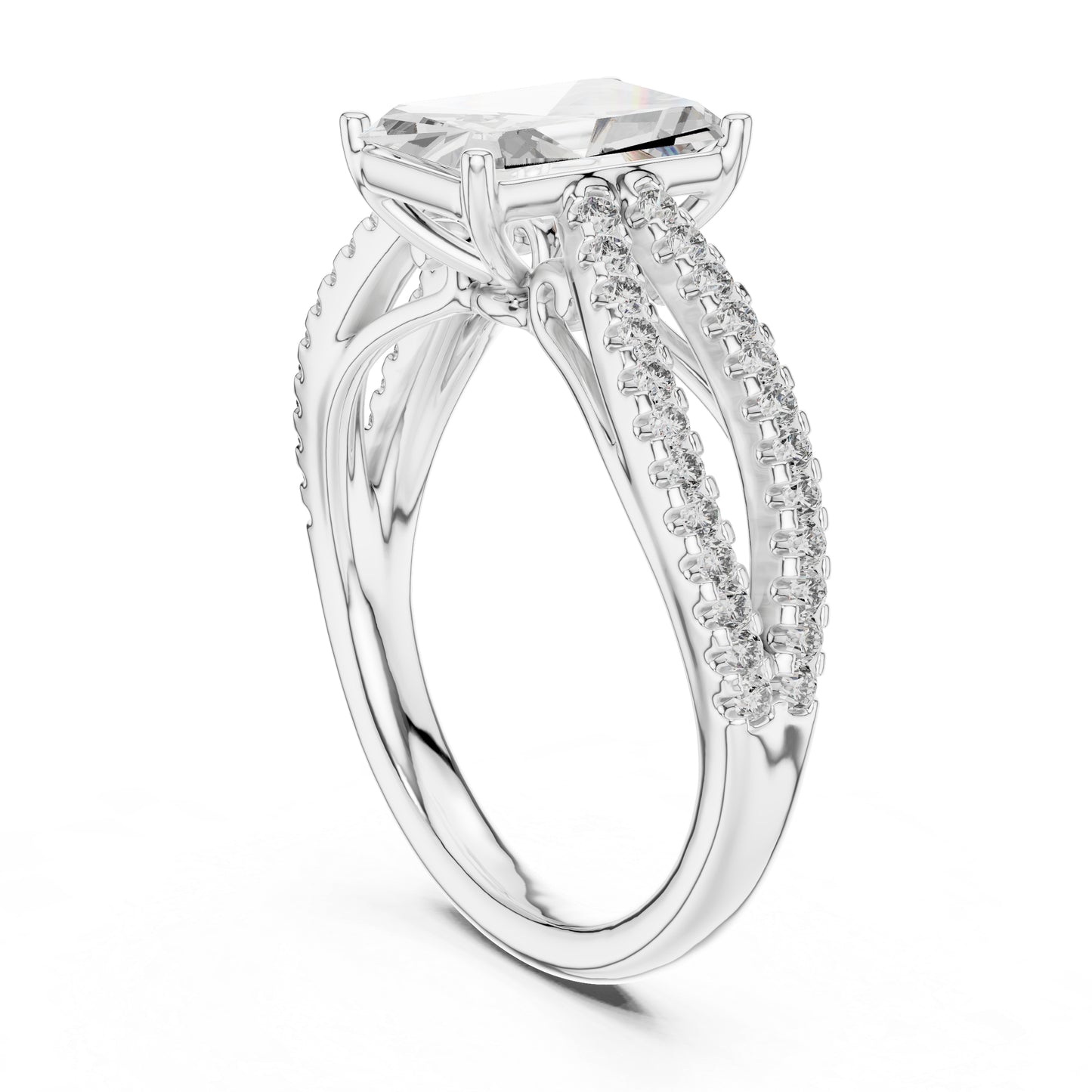 18K Yellow Gold Radiant & Round Lab-Grown Diamond Ring for Women | Pure Carat