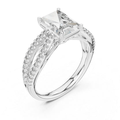 18K Yellow Gold Radiant & Round Lab-Grown Diamond Ring for Women | Pure Carat