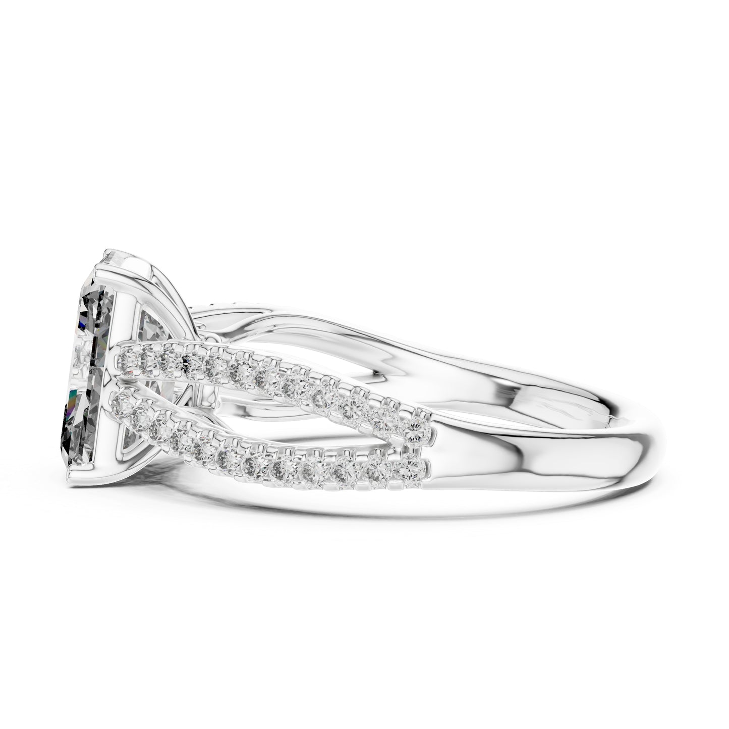 18K Yellow Gold Radiant & Round Lab-Grown Diamond Ring for Women | Pure Carat