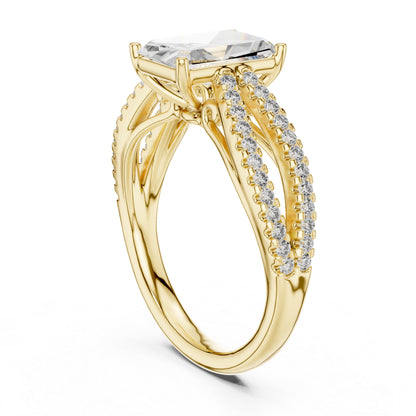 18K Yellow Gold Radiant & Round Lab-Grown Diamond Ring for Women | Pure Carat