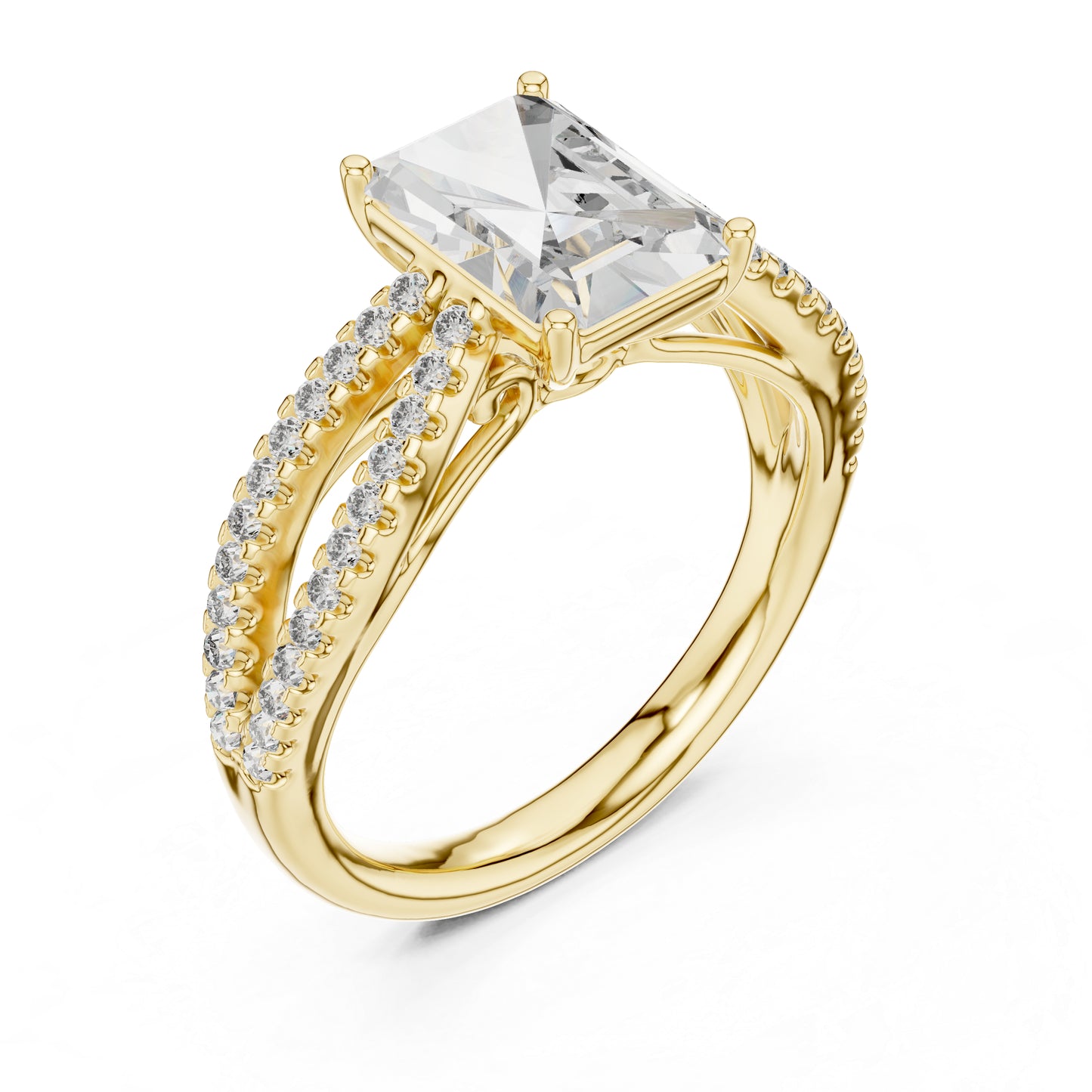 18K Yellow Gold Radiant & Round Lab-Grown Diamond Ring for Women | Pure Carat
