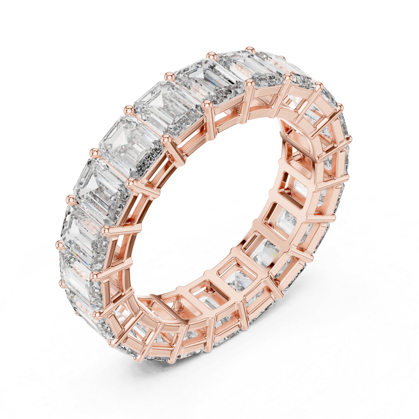 18K Rose Gold Emerald Cut Lab-Grown Diamond Ring for Women | Office Wear | Pure Carat