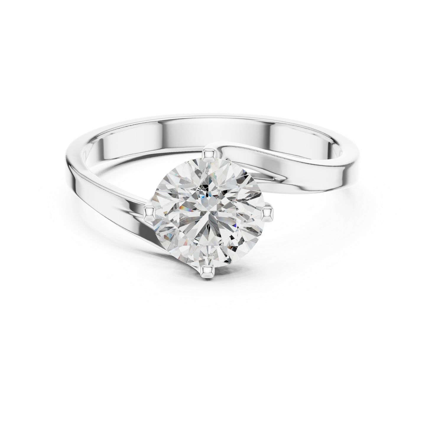 14K White Gold Round Lab-Grown Diamond Women’s Engagement Ring