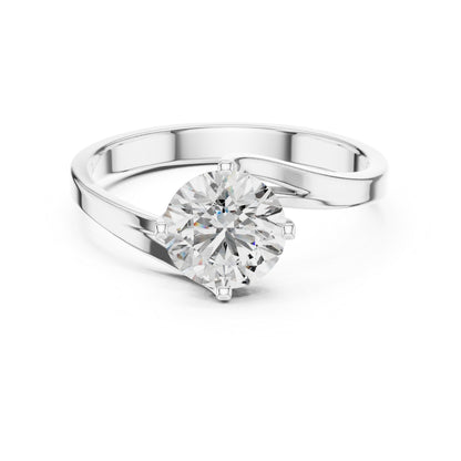 14K White Gold Round Lab-Grown Diamond Women’s Engagement Ring