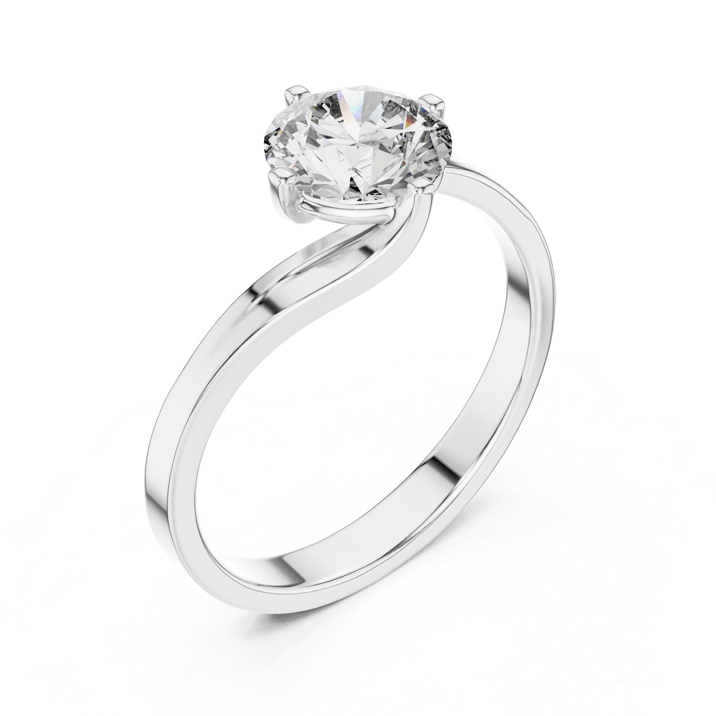 14K White Gold Round Lab-Grown Diamond Women’s Engagement Ring