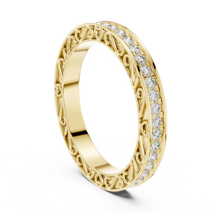 18K Yellow Gold Round Lab-Grown Diamond Drop Ring for Women | Anniversary Gift | Pure Carat