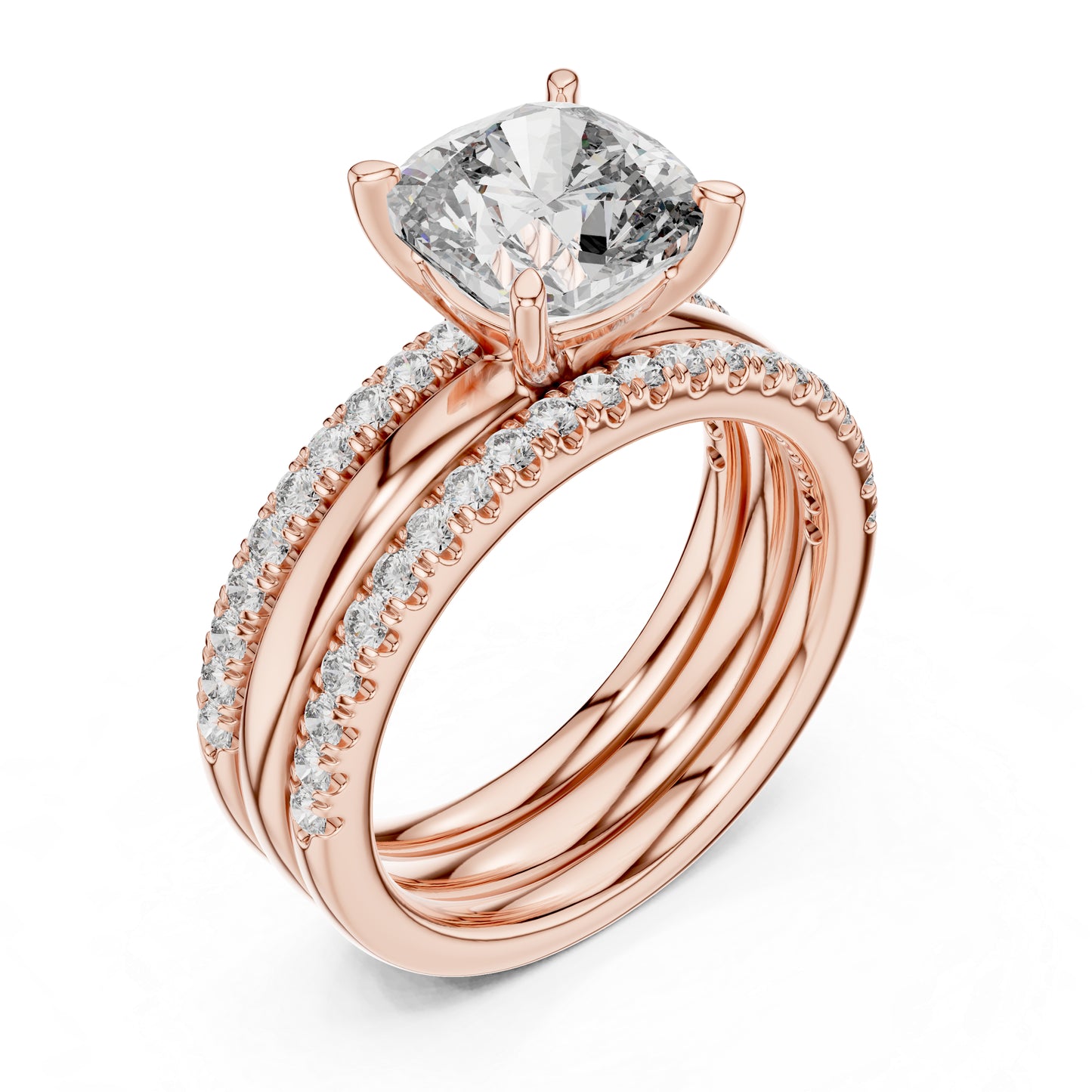 14K Yellow Gold Cushion & Round Cut Diamond Ring for Women | Bridal Jewellery | Pure Carat