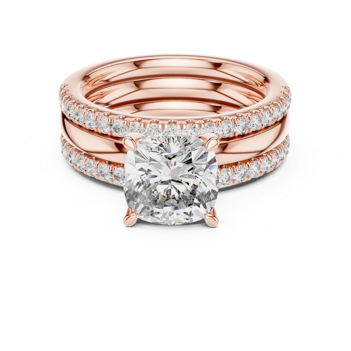 14K Yellow Gold Cushion & Round Cut Diamond Ring for Women | Bridal Jewellery | Pure Carat