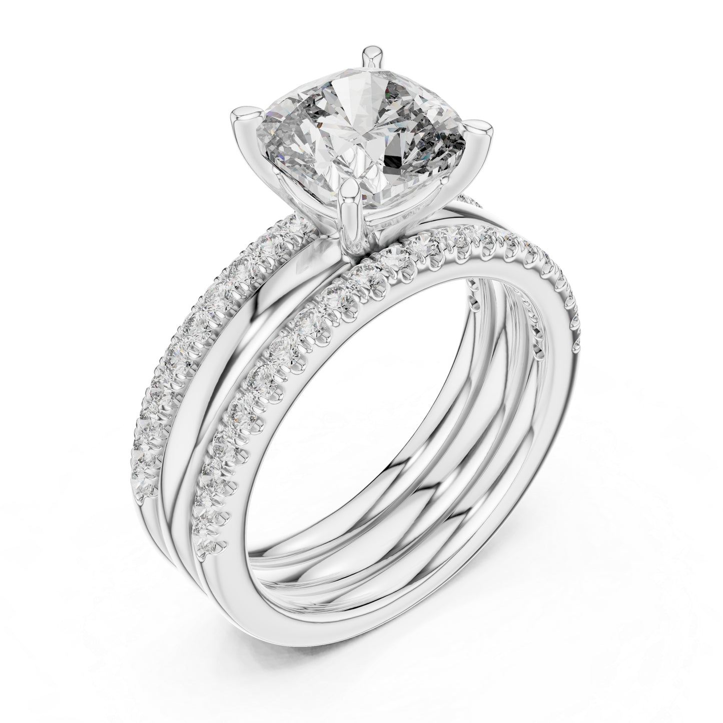 14K Yellow Gold Cushion & Round Cut Diamond Ring for Women | Bridal Jewellery | Pure Carat
