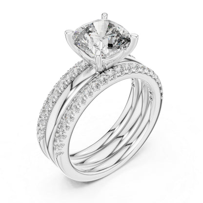 14K Yellow Gold Cushion & Round Cut Diamond Ring for Women | Bridal Jewellery | Pure Carat
