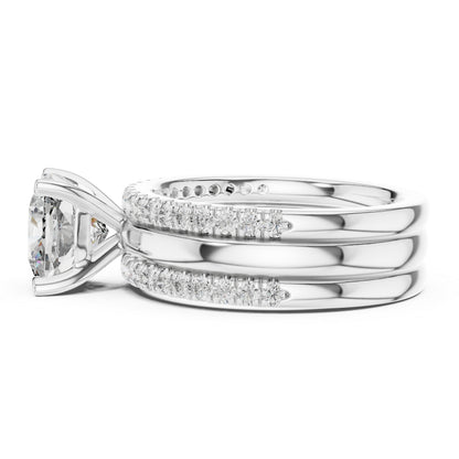 14K Yellow Gold Cushion & Round Cut Diamond Ring for Women | Bridal Jewellery | Pure Carat